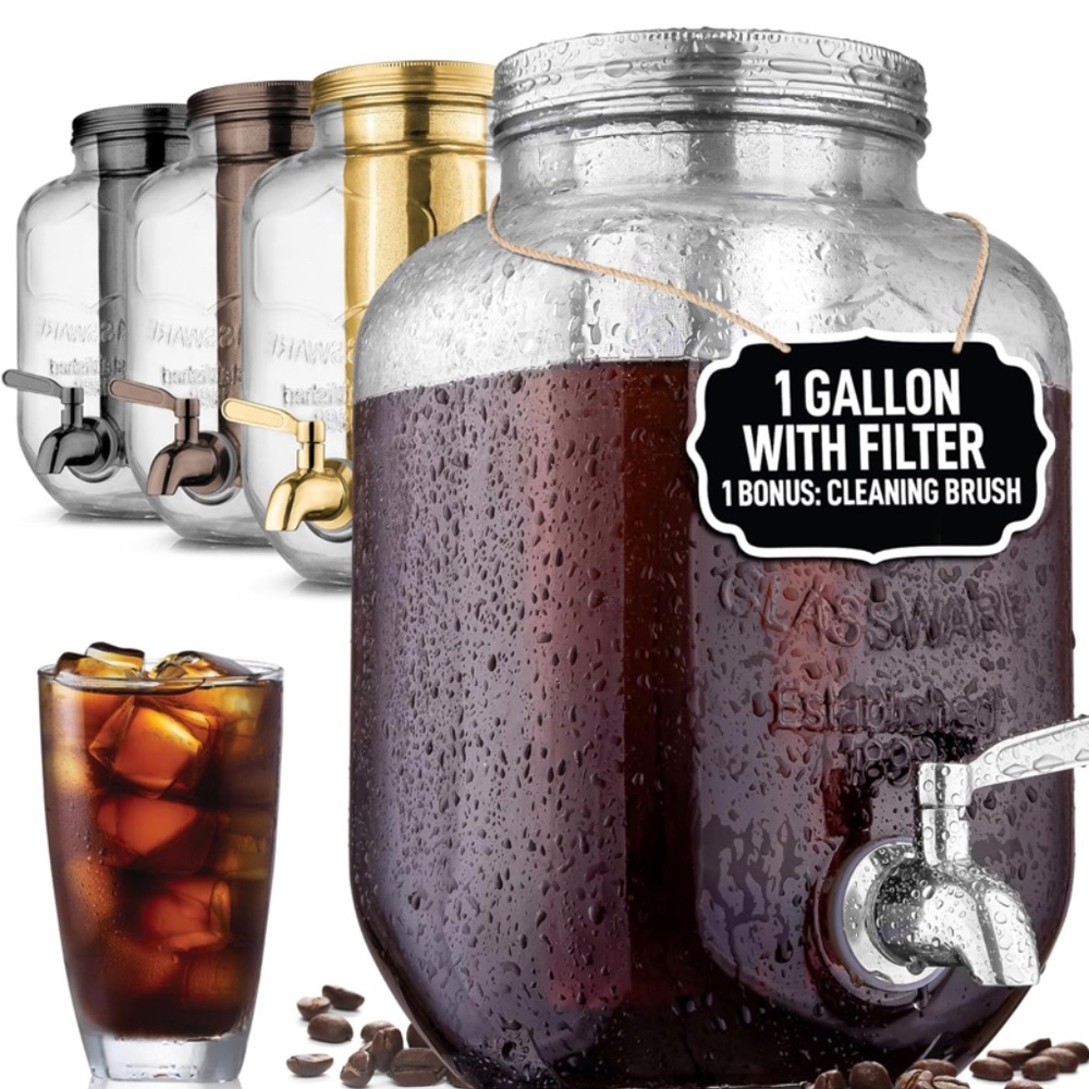 Zulay Kitchen 1 Gallon Cold Brew Coffee Maker & Glass Beverage Dispenser